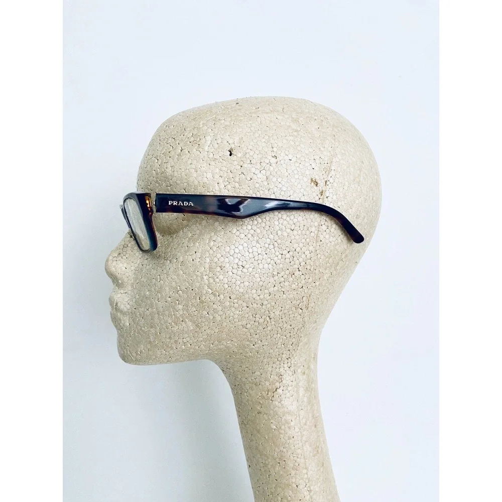 Prada Black Brown Tortoise Rectangular Glasses Italy VPR 16M 53 16 140 ZXH-10